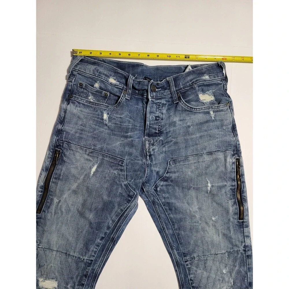 True Religion Double Knee Button Fly Light Blue Jeans Size Men 32x34 Distressed